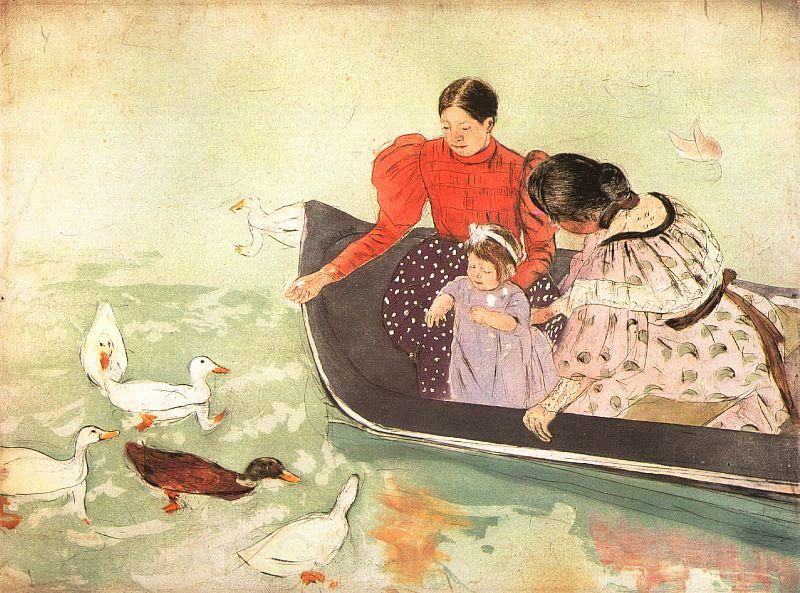 Mary Cassatt Feeding the Ducks Norge oil painting art